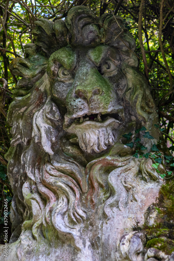 Lion Statue in Portmeirion, North Wales, UK