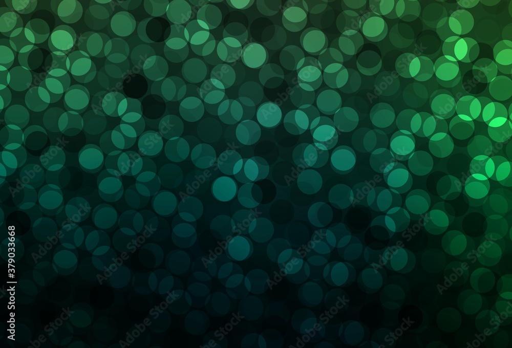 Dark Green vector pattern with spheres.