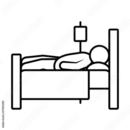 patient in hospital bed icon, line style