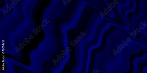 Dark BLUE vector texture with wry lines. Colorful geometric sample with gradient curves. Best design for your ad, poster, banner.