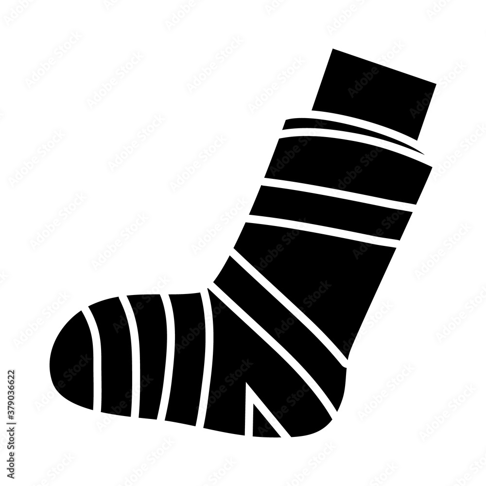 leg with bandage icon, silhouette style leg with bandage icon, silhouette style