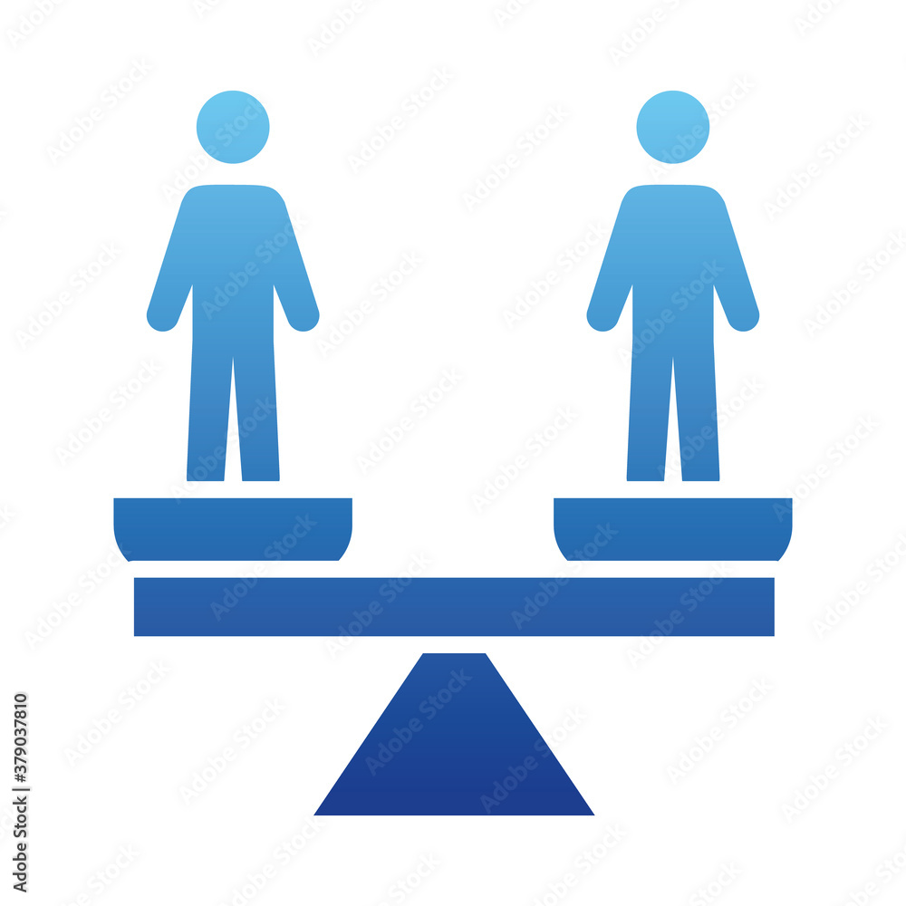 weighting scale with people icon, gradient style weighting scale with people icon, gradient style