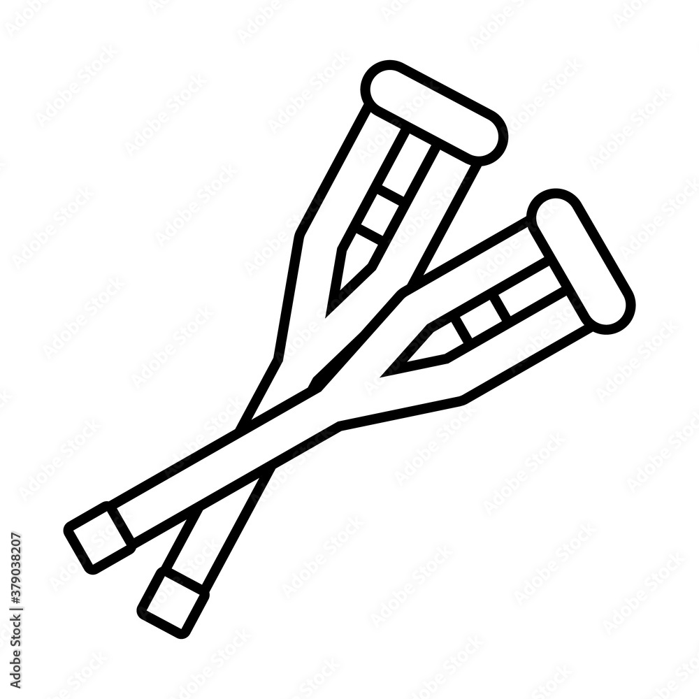 disabilities concept, crutches icon, line style disabilities concept, crutches icon, line style
