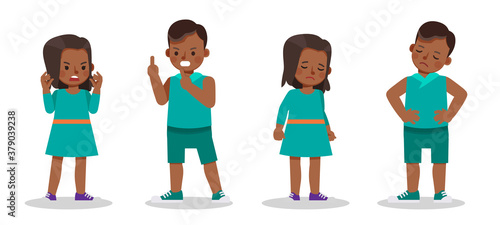 Set of children character vector design. Presentation in various action with emotions. no50