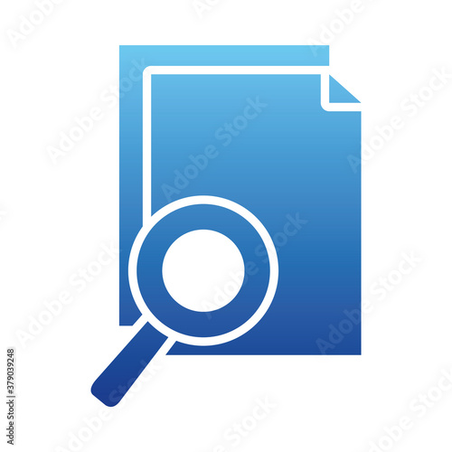 document pages and magnifying glass icon, gradient style