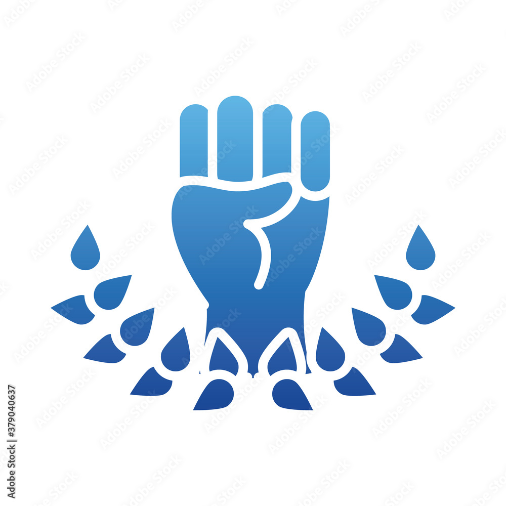 human rights concept, decorative leaves wreath and raised hand with fist, gradient style human rights concept, decorative leaves wreath and raised hand with fist, gradient style