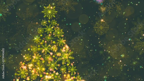  クリスマスツリーのキラキラ輝くループ素材