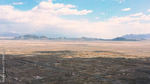 aerial view of desert and moutains 