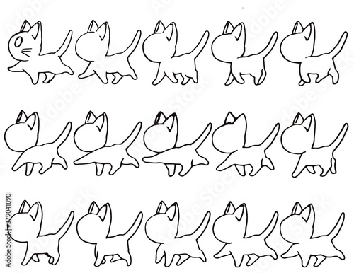 Animación caminata gato cuadrupedo