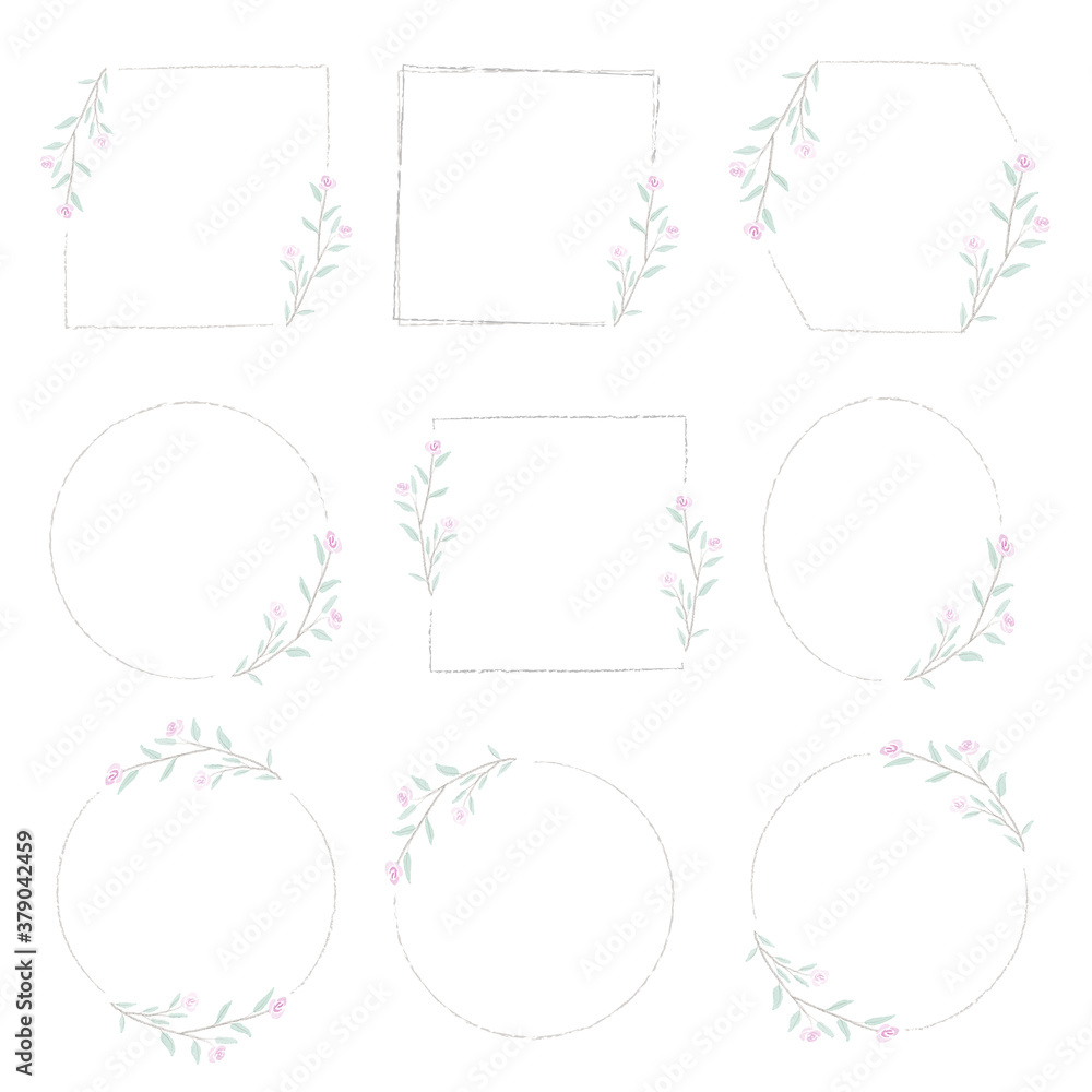 minimal sweet tiny pink watercolor roses wreath frame collection eps10 vectors illustration minimal sweet tiny pink watercolor roses wreath frame collection eps10 vectors illustration