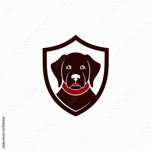 dog with shield vector logo