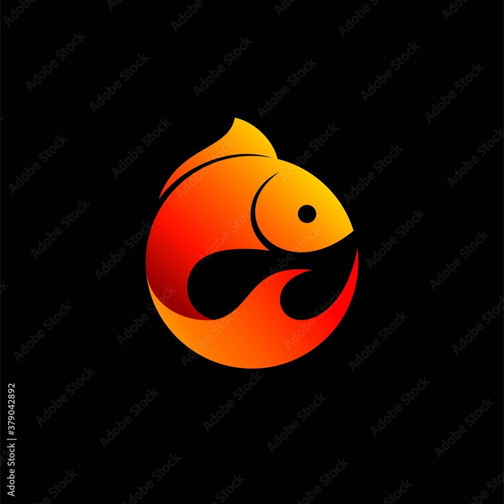 fish logo with fire vector