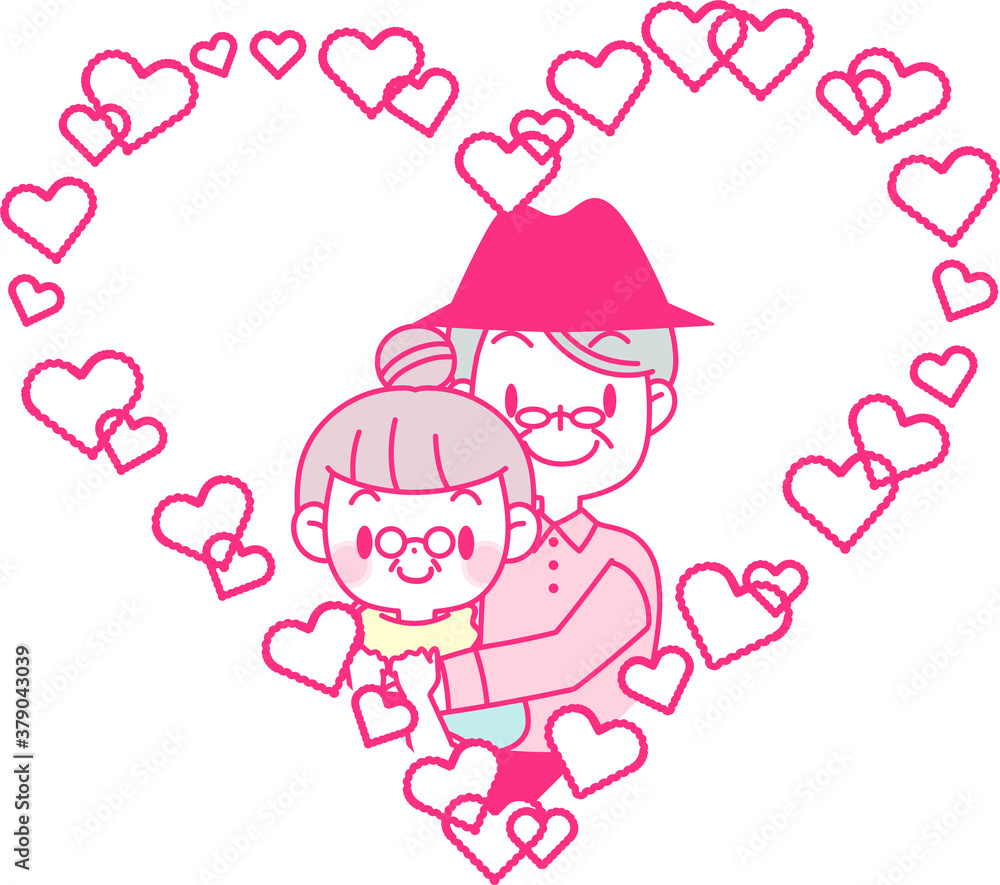 Obraz premium 後ろからハグするシニアカップル