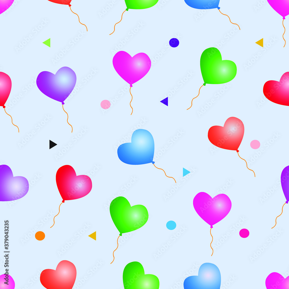 Heart balloon seamless pattern background vector