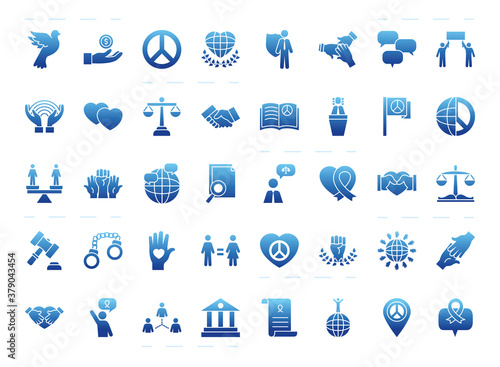 icon set of human rights, gradient style