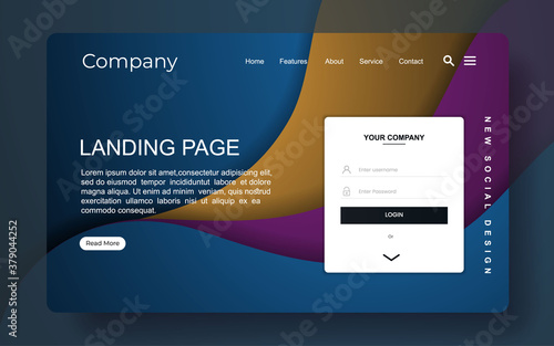 landing page with abstract background
