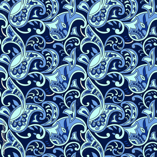 traditional Indian paisley pattern on navy background