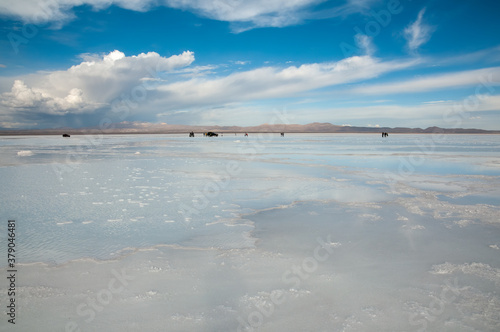 Landscape of the mirror like Bolivia Uyuni salt flat