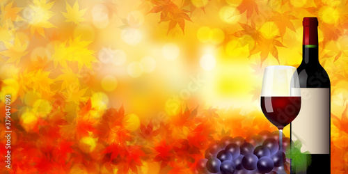  紅葉　ワイン　秋　 背景