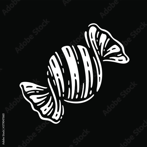 candy wrapper in doodle style in black background