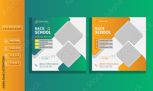 Back to School Social media banner design Template.