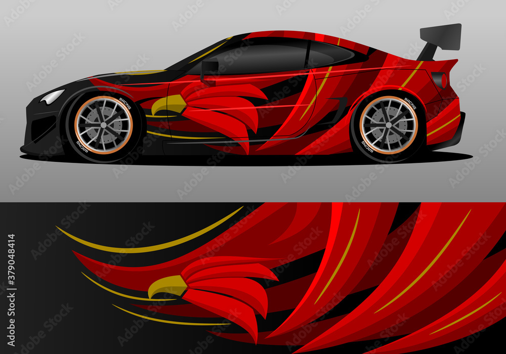 car wrap design with red eagle illustration car wrap design with red eagle illustration