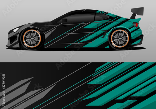car wrap design with green geometry theme
