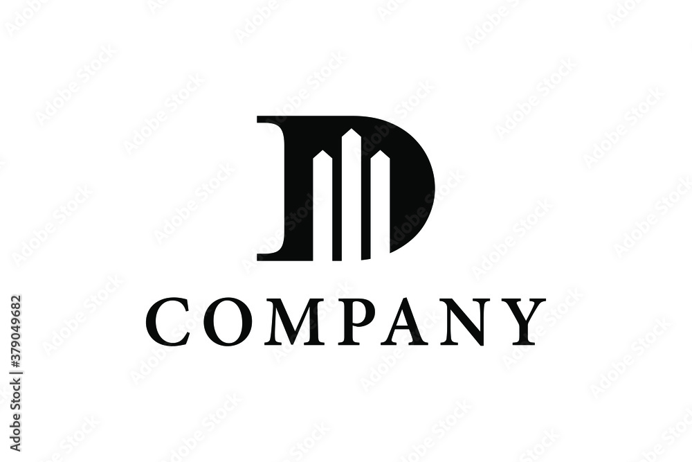 Letter D with building for identity or construction design logo concept. Very suitable in various business purposes, also for icon, symbol and many more. Letter D with building for identity or construction design logo concept. Very suitable in various business purposes, also for icon, symbol and many more.
