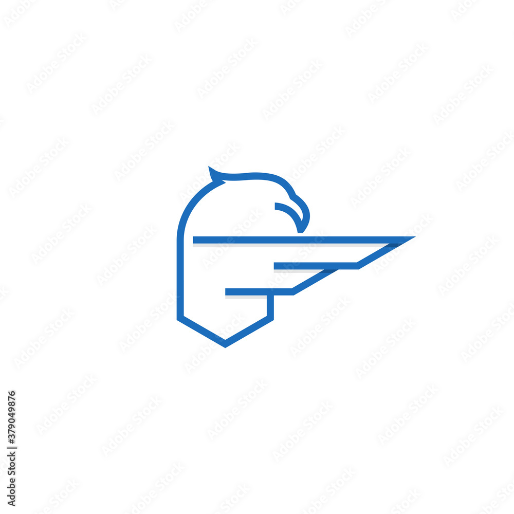 vector head eagle shield logo, Security shield blue eagle logo design template vector