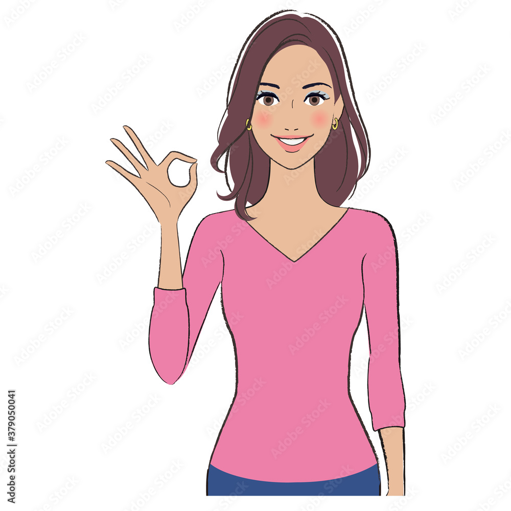 A beautiful woman with brown skin smiling and showing ok sign A beautiful woman with brown skin smiling and showing ok sign