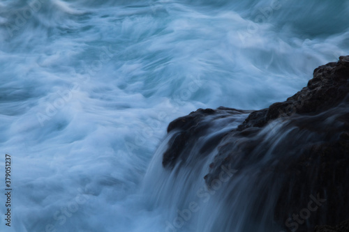 motion blur of moving waves.