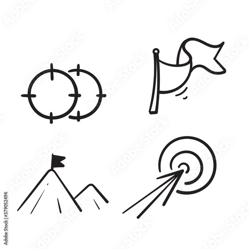hand drawn Simple Set of Target and Goal Related Vector Line Icons doodle vector