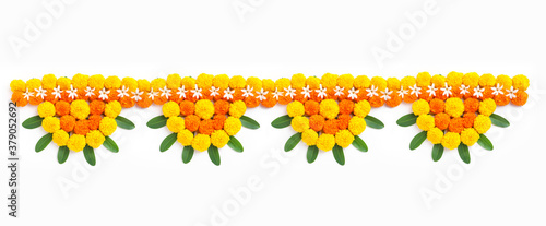 Canvastavla Marigold Flower rangoli Design for Diwali Festival , Indian Festival flower deco