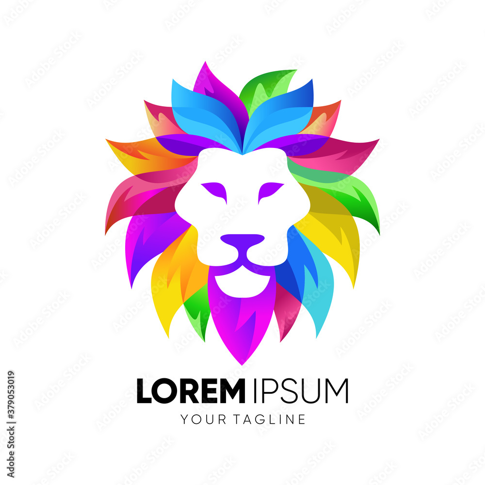 Obraz premium Lion Head Colorfull Logo Design Vector