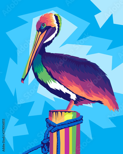 pelican in style wpap pop art beautiful bird photo