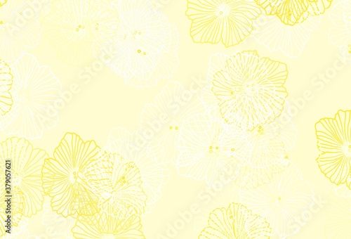 Light Yellow vector doodle pattern with leaves.