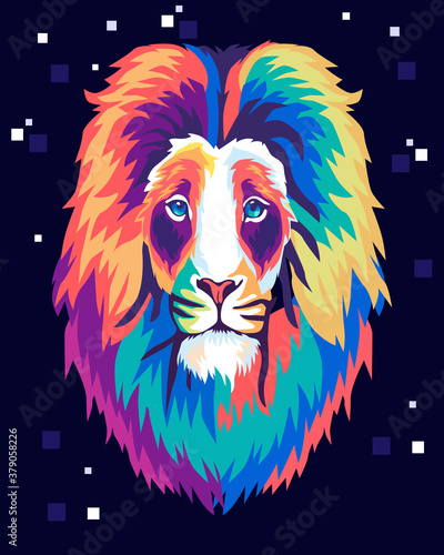 Colorful lion in style pop art 