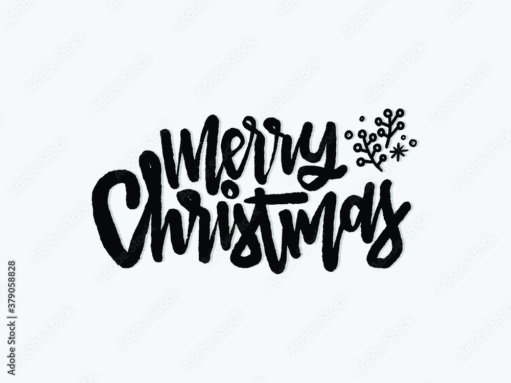 Naklejka premium Merry Christmas. Hand written lettering isolated on white background.Vector template for poster, social network, banner, cards. 