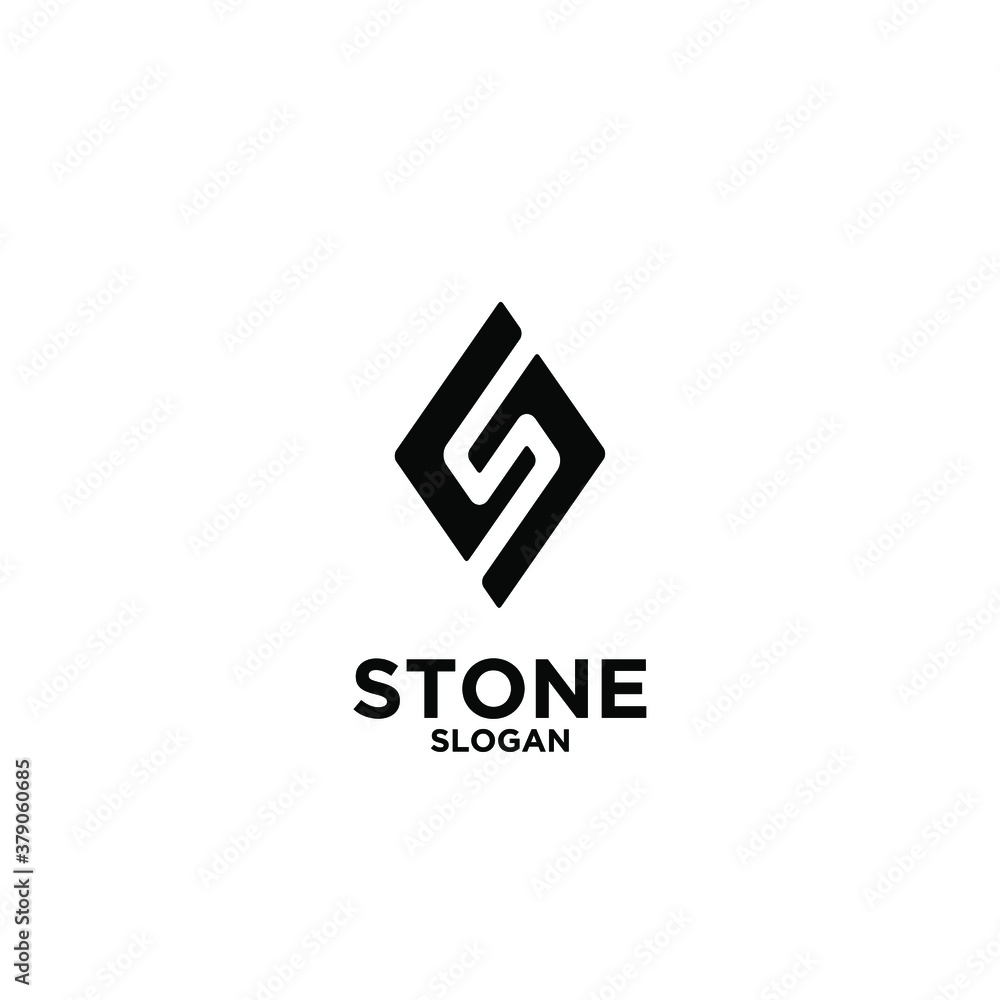 Obraz premium stone logo icon design vector illustration with abstract s letter isolated white background diamond shape