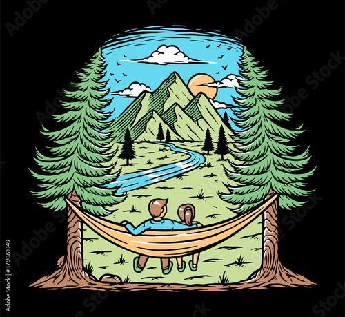 Romantic in nature illustration