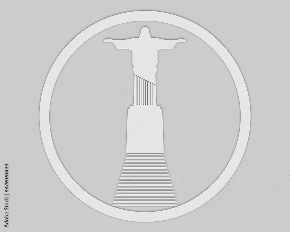 A statue of Christ the Redeemer in a circle A statue of Christ the Redeemer in a circle