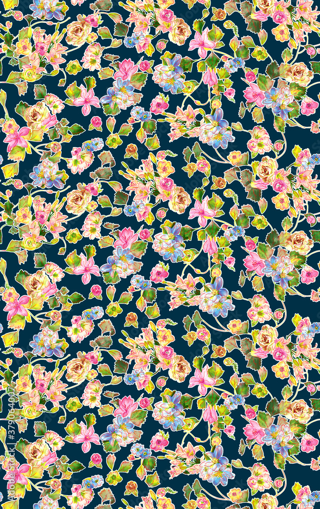  Abstract modern flower pattern with leaves.pattern with confetti