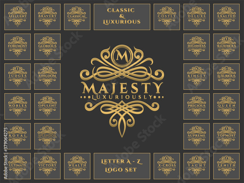 Luxurious letter logo set with classic ornament style