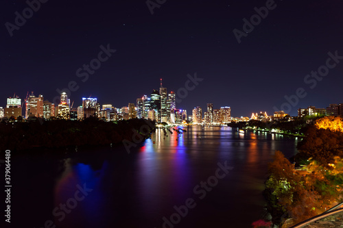 Long exposure photo of Brisbane skyline at night © JRstock