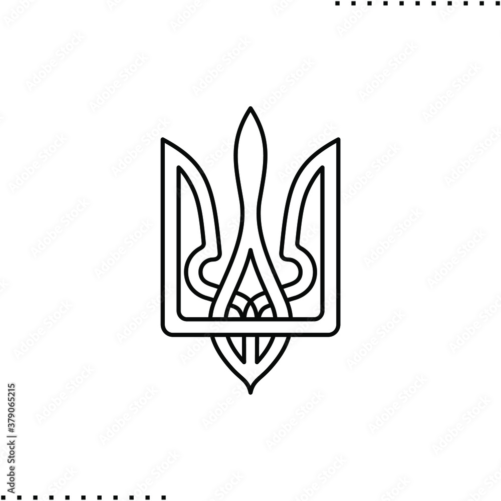 The trident, national symbol of Ukraine vector icon in outline
