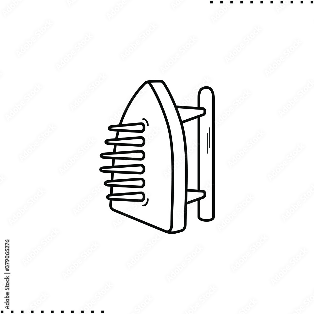 The modern art of Man Ray, The Gift surrealist object in black and white vector icon in outline The modern art of Man Ray, The Gift surrealist object in black and white vector icon in outline