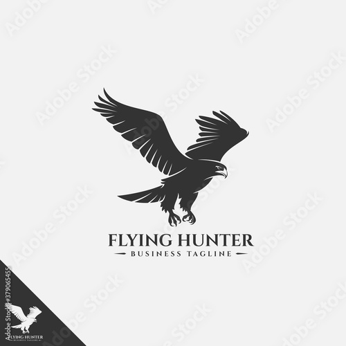 Eagle Logo with Flying Hunter design concept