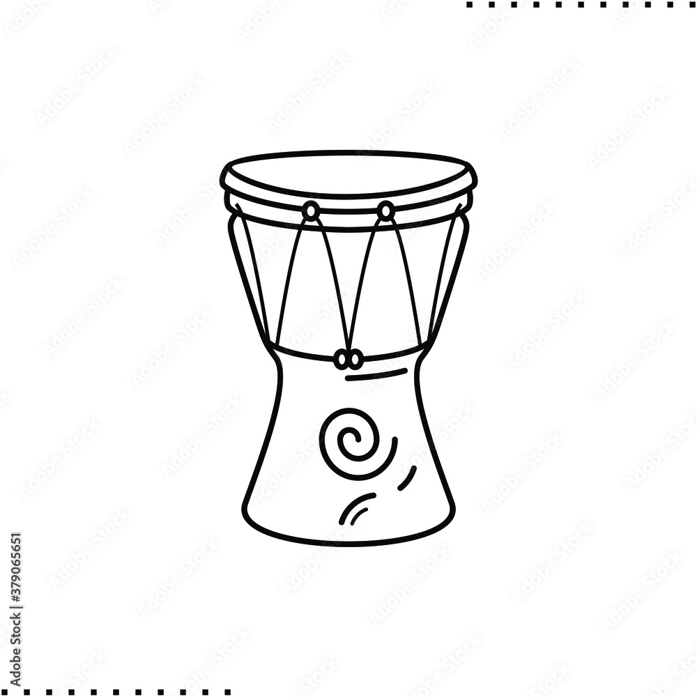 djembe, ethnic African drum vector icon in outline djembe, ethnic African drum vector icon in outline