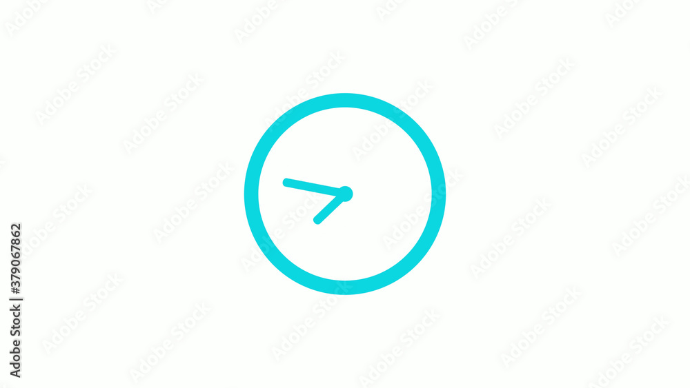 Amazing circle cyan color 12 hours clock icon on white background,circle clock icon without trick Amazing circle cyan color 12 hours clock icon on white background,circle clock icon without trick