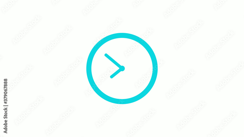 Amazing circle cyan color 12 hours clock icon on white background,circle clock icon without trick Amazing circle cyan color 12 hours clock icon on white background,circle clock icon without trick